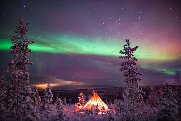 Aurora shining on our private hill top!